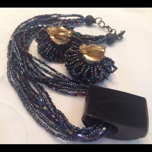 Vintage Seed Bead And Mother Of Pearl Demi Parure - Picture 4 of 5